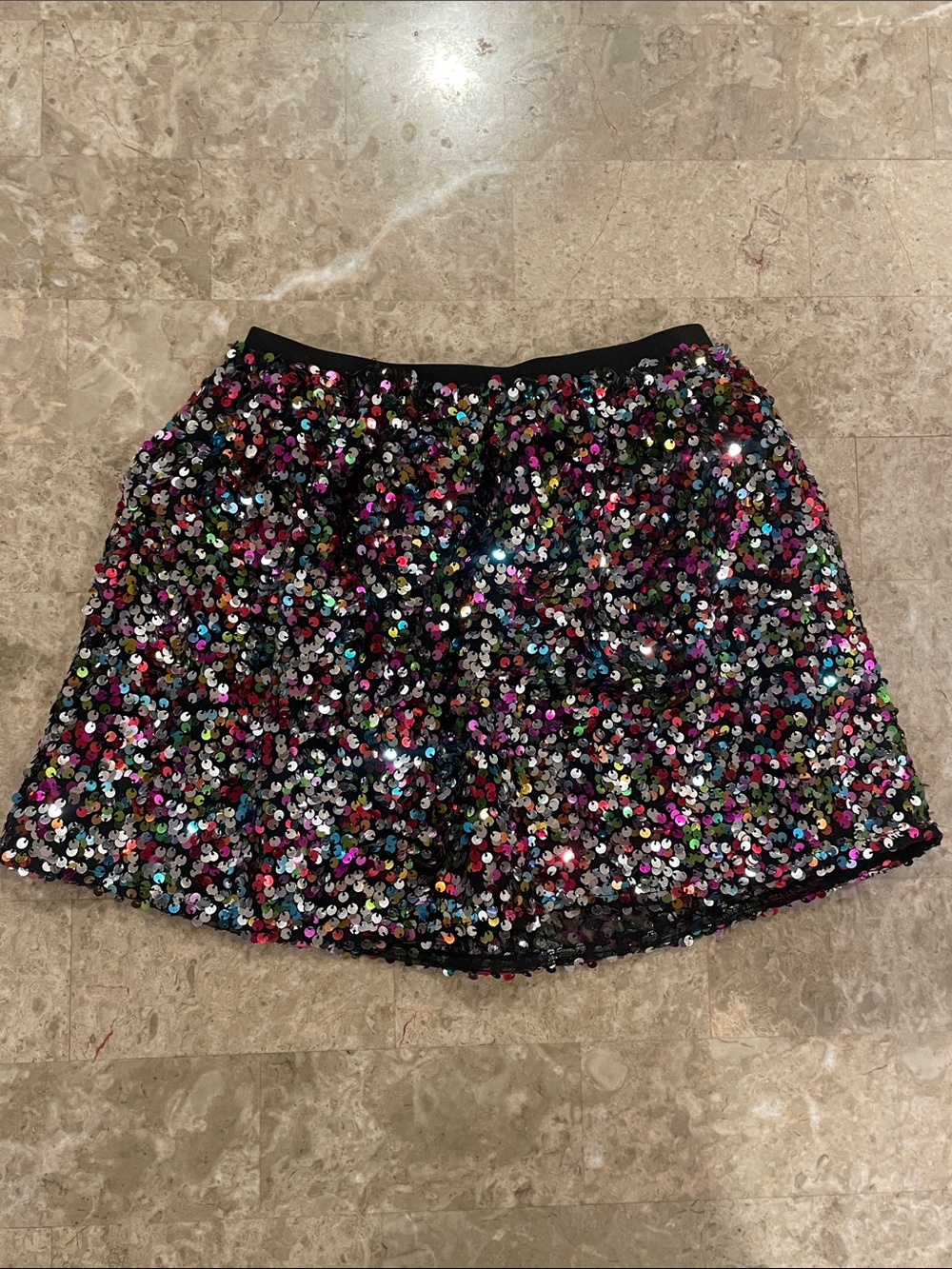 Festive jumping beans Black Multicolor Sequin Mini Skirt Size 4 girls